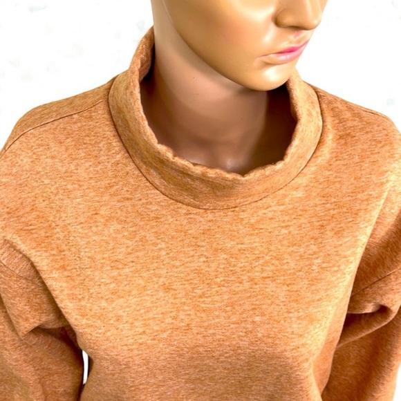 Lola Grace Burnt Orange Funnel Neck Drop Shoulder Fleece - Picture 10 of 16